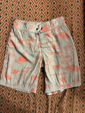 Boys Coral Fish-Print Swim Shorts - Light Blue